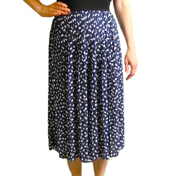 Lipsy London Navy Blue SKIRT Size 4 Midi Pleated Wide Waistband Gorgeous Posh - Picture 1 of 11
